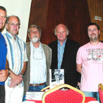 FORFATTERE-OG-ARRANGØRER.-Fra-venstre-Per-Neskleiv-Ola-Harry-Hansen-Thore-Rutledal-Rolf-Sæther-Jo-Stein-Moen-og-Mona-Nielsen.