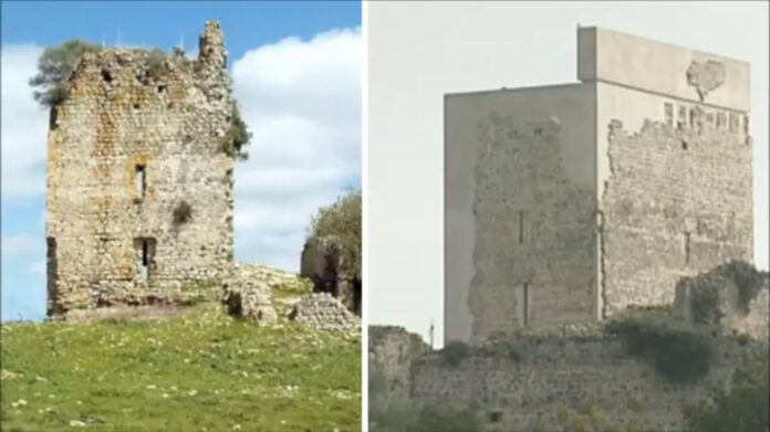 Bilder før og etter av Castillo de Matrera i Cádiz (Andalucía).