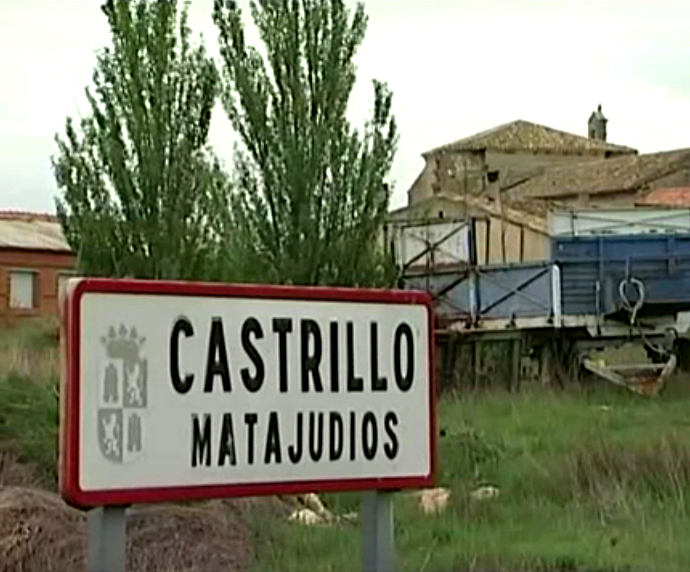 Gammelt skilt fra Castrillo Mota de Judíos da byen fremdeles het Matajudíos.
