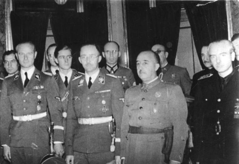 Foto: Diktator Francisco Franco (t.h.) sammen med Hitlers SS-kommandant Heinrich Himmler, Spania oktober 1940 (Det tyske riksarkivet/ Bundesarchiv, Wikimedia Commons 2009). 