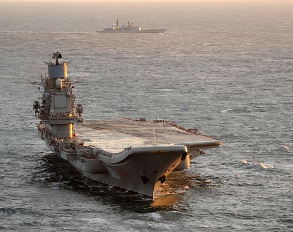Foto: Det russiske hangarskipet Admiral Kuznetsov.