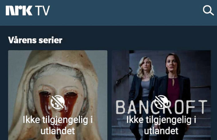 Internasjonale serier vist på NRK er fortsatt «Ikke tilgjengelig i utlandet» via NRKs app. Internasjonale serier vist på NRK er fortsatt «Ikke tilgjengelig i utlandet» via NRKs app.
