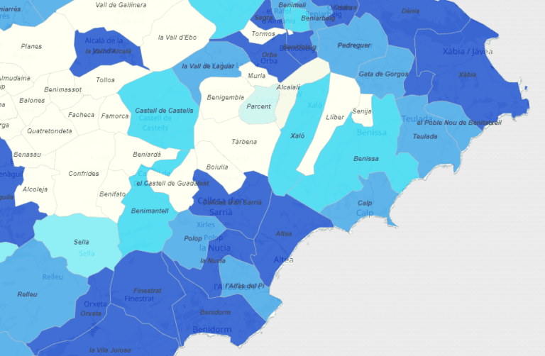 Halverte smittetall  nord på Costa Blanca