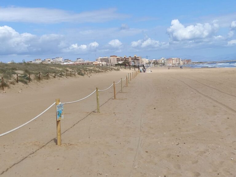Stenger av stranden på La Mata så vipa får hekke