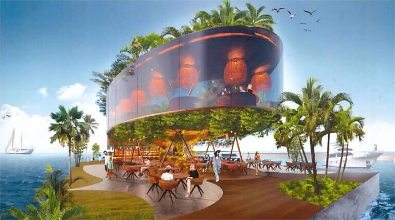 Alicante får flytende øy med restaurant og badeland