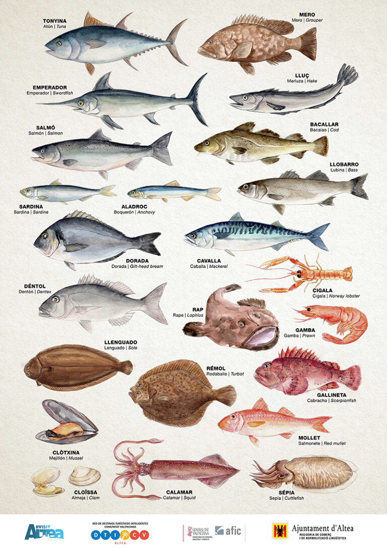 Fiskemat på tre språk