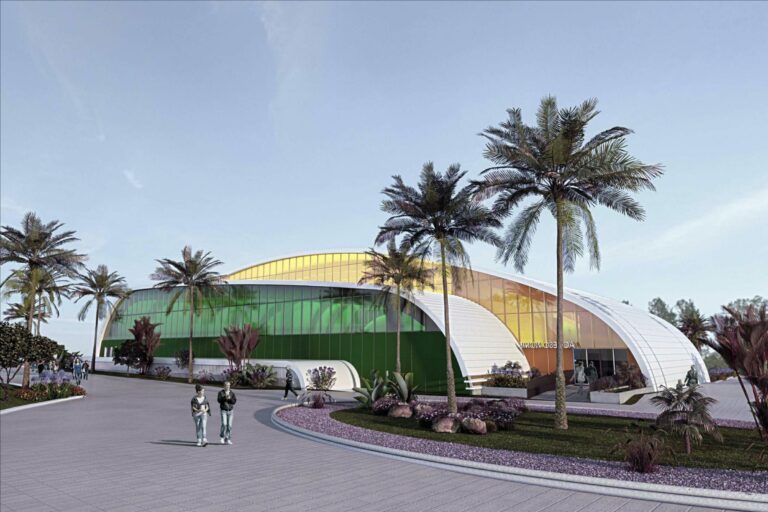 Den nye idrettshallen i San Pedro skal stå ferdig tidlig i 2024