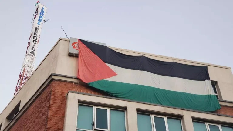 50€ i bot for å henge opp palestinsk flagg foran Israels ambassade